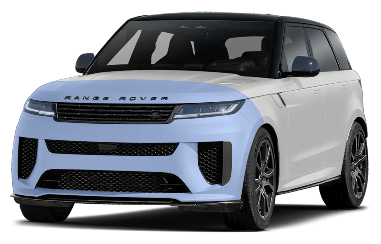 Partial Full Front coverage illustration on a Range Rover
